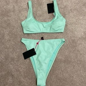 ASOS South Beach Exclusive Crop Bikini Set in Wet Look Mint Green US Size 4 NWT